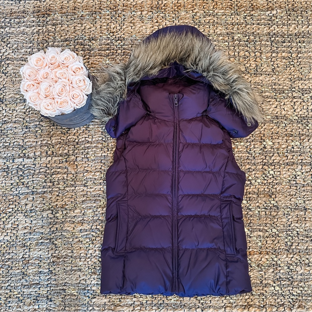 Uniqlo Down Vest with Removable Hood + Removable Faux Fur